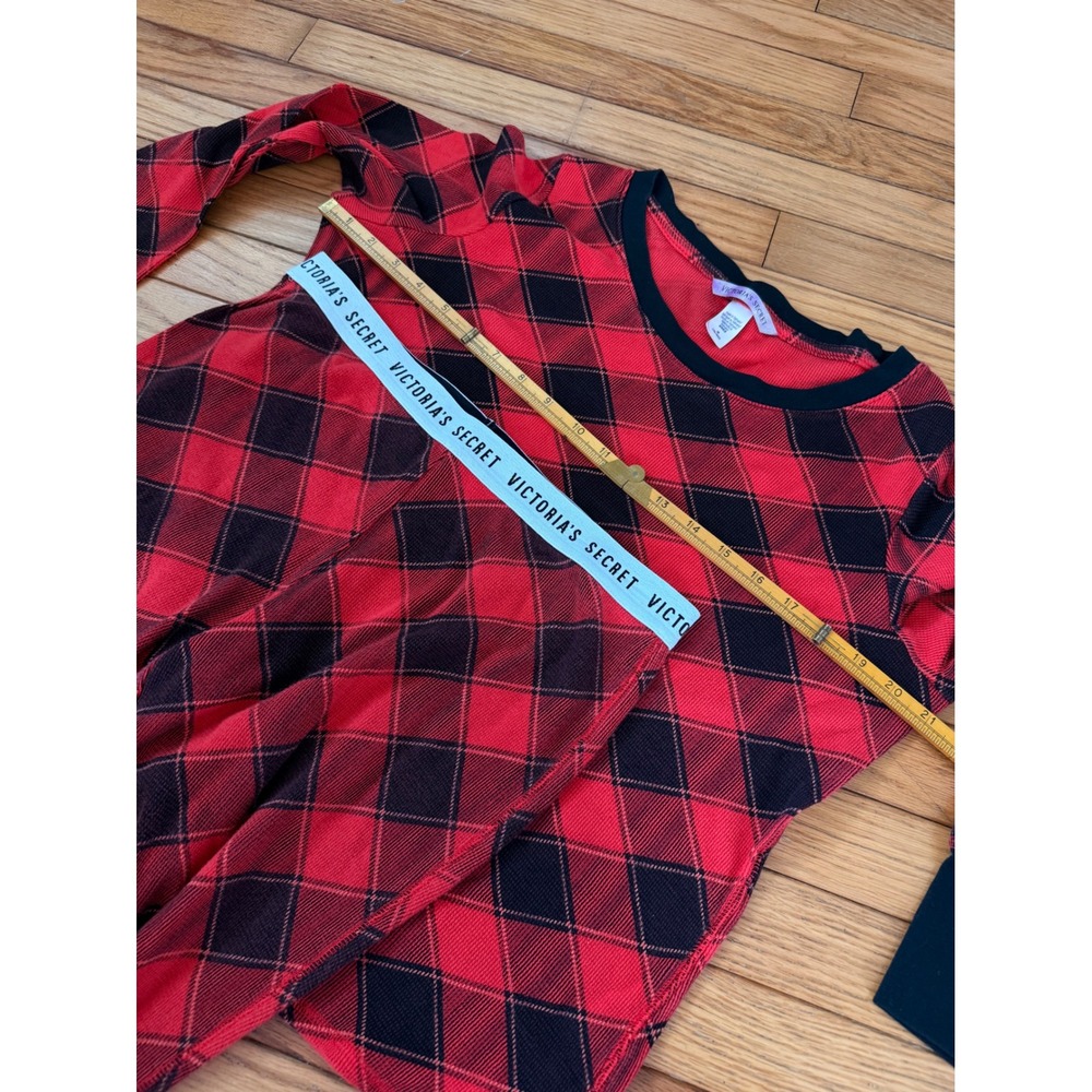 Victoria's Secret Red Black Buffalo Plaid Pajama Set Logo Waistband - Picture 5 of 9
